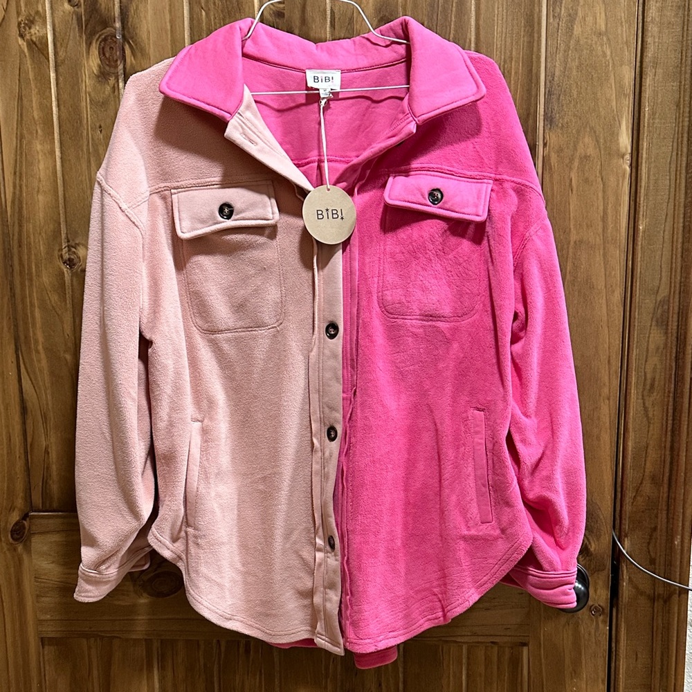 BiBi Two-Tone Pink Button-Up Jacket